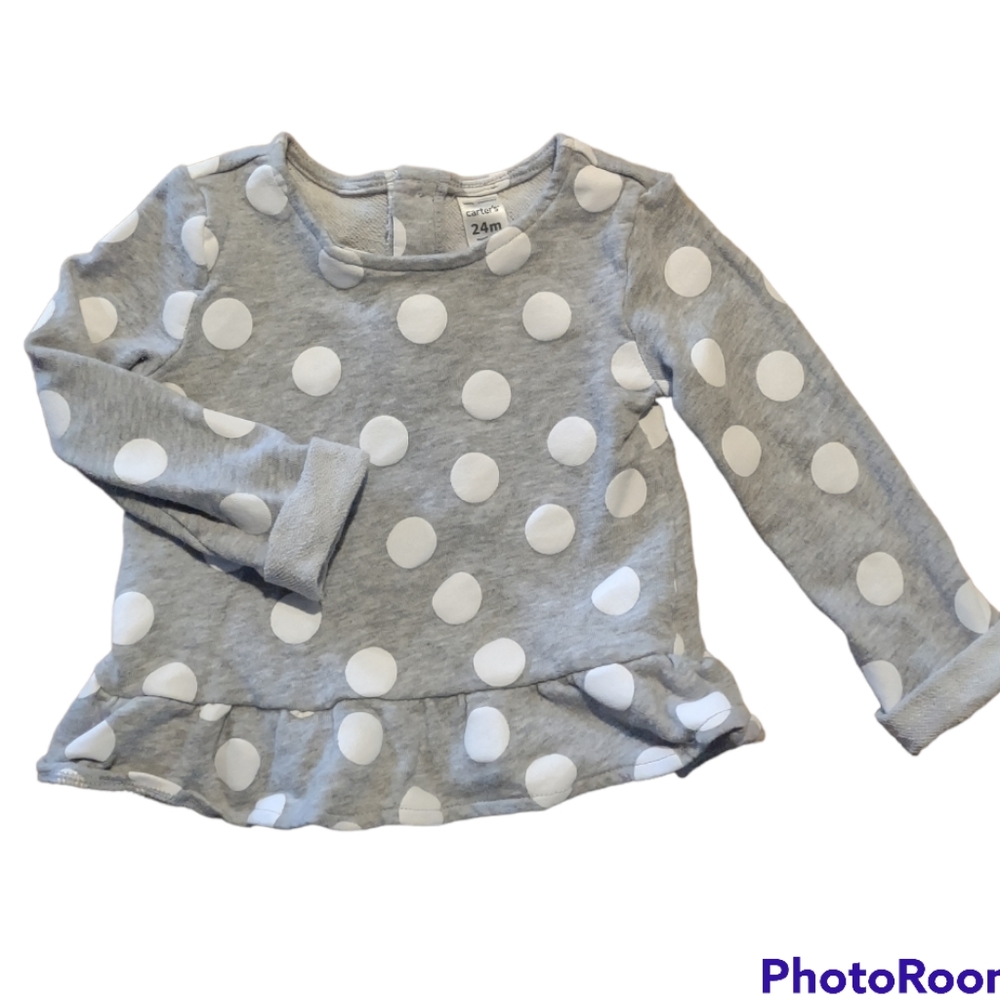 Carter's Baby Girl's Sweatshirt Ruffled Polkadot 24 Months